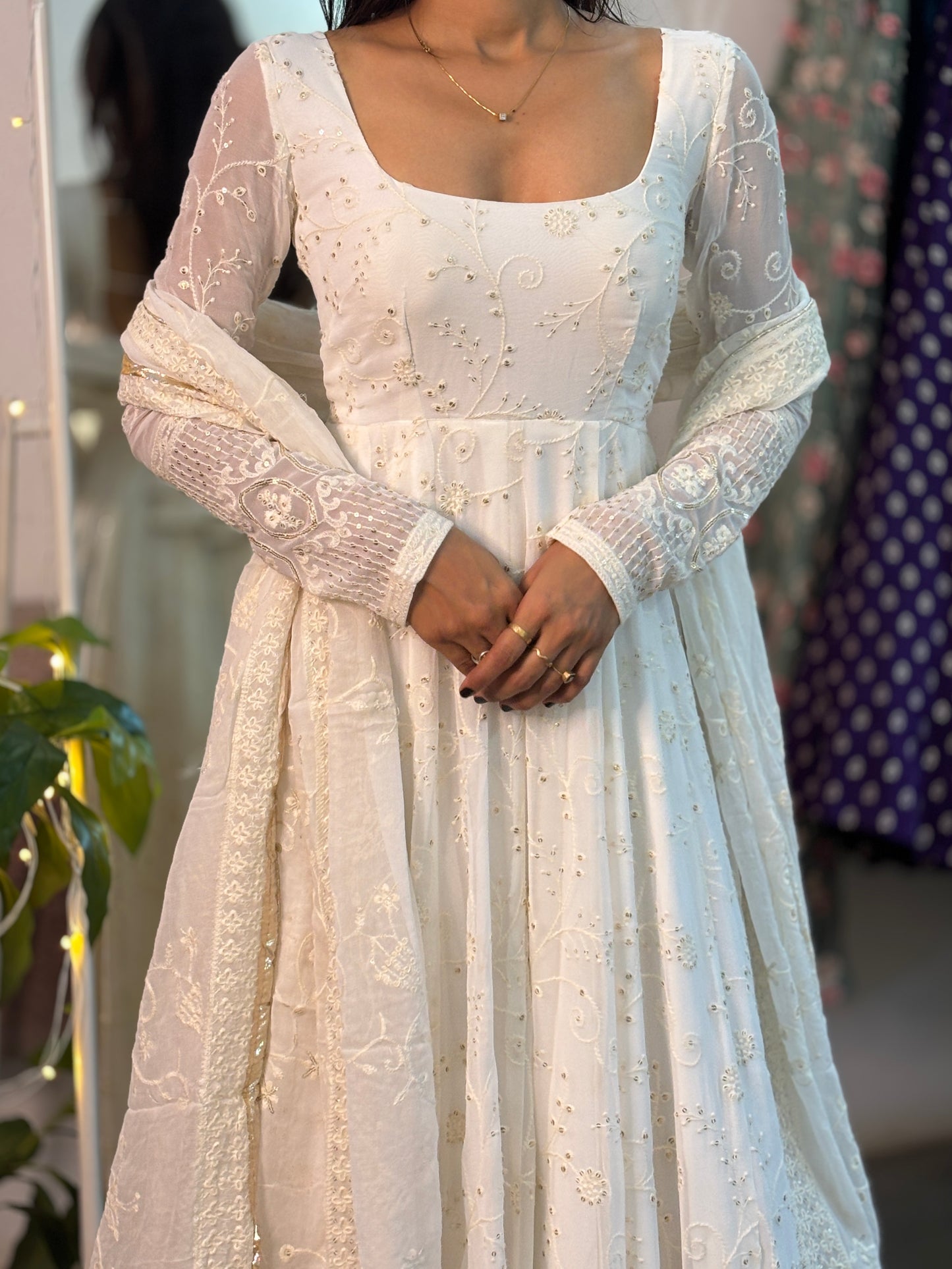 Meera off white Anarkali set