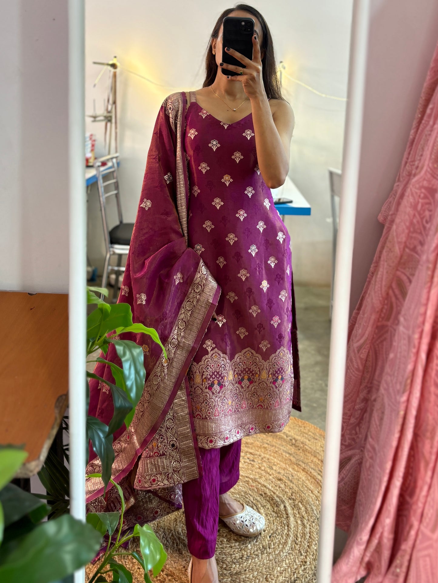 Tissue kurta suit set