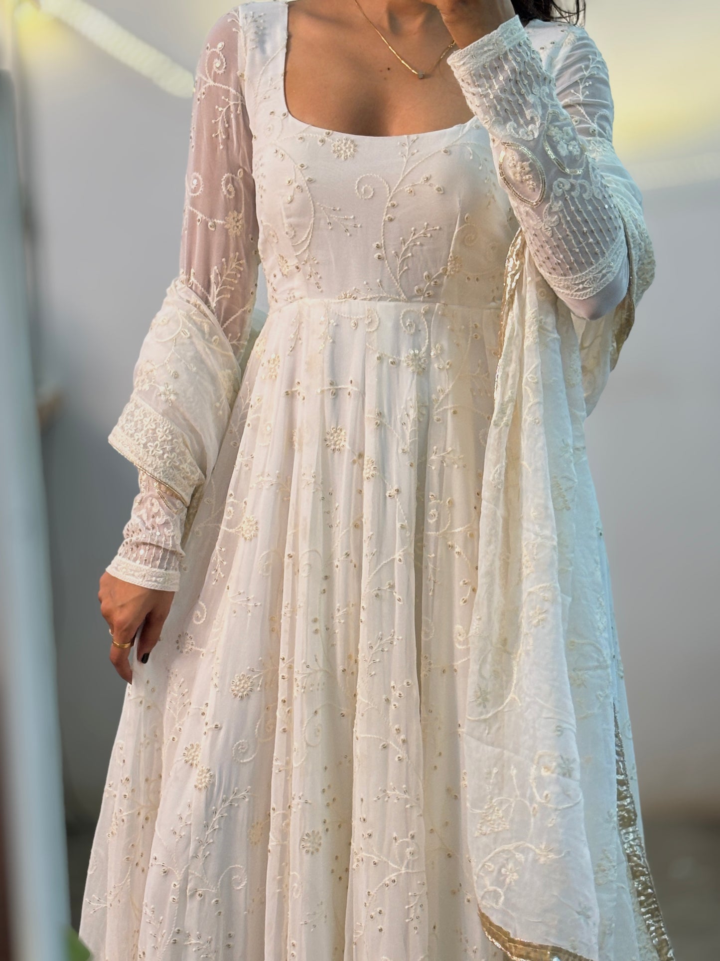 Meera off white Anarkali set