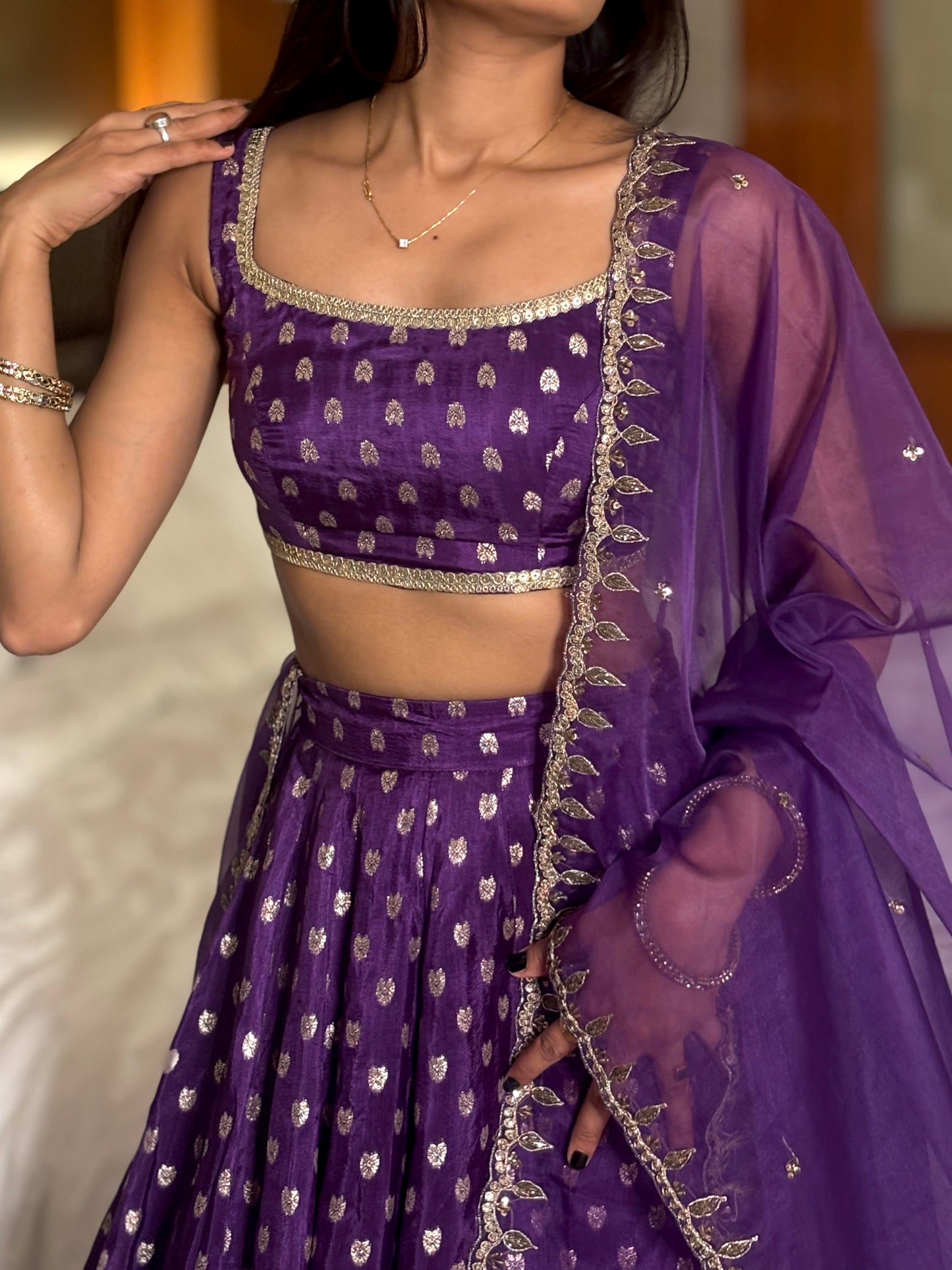 Anvi silk lehenga with hand work dupatta set