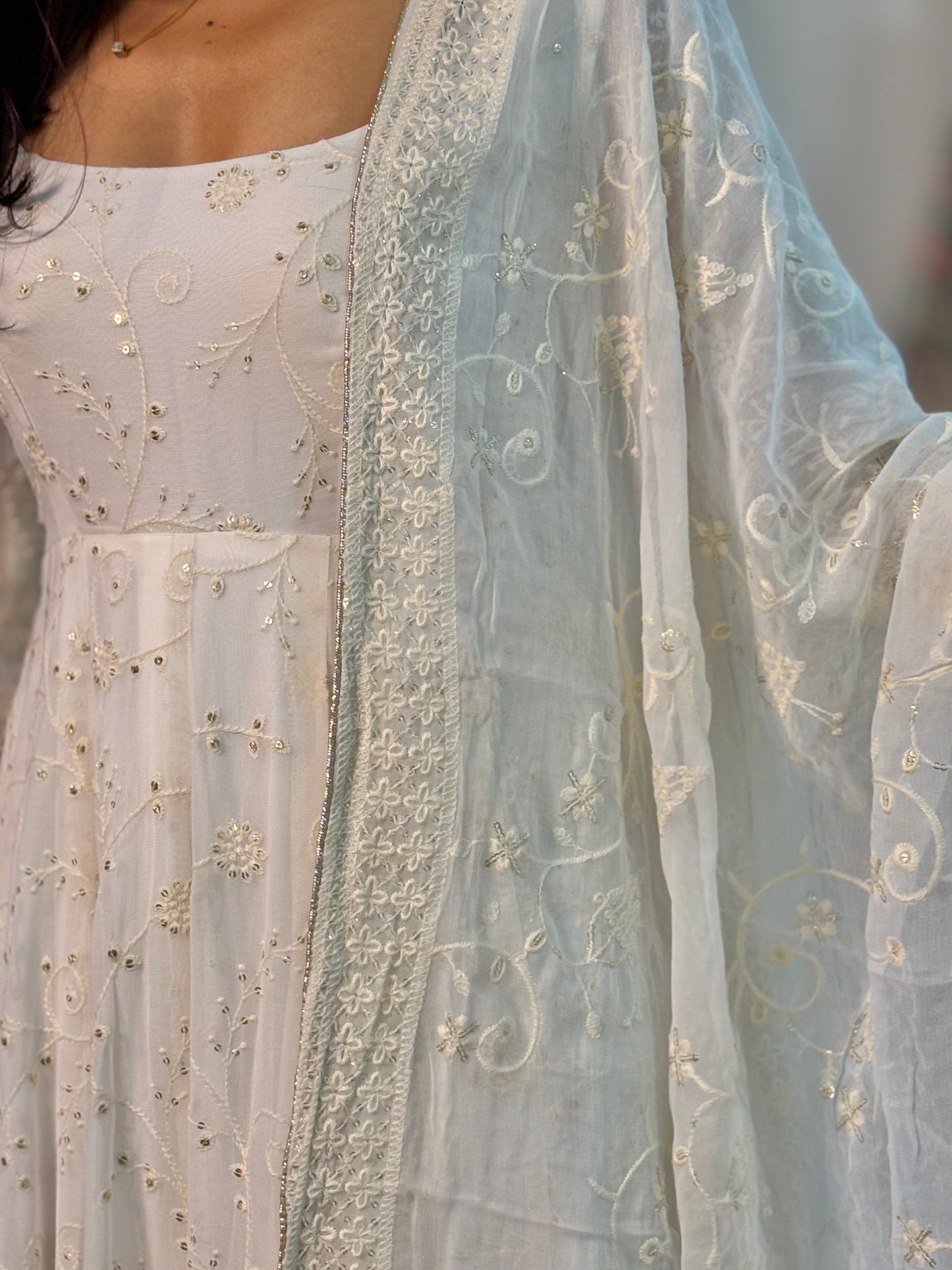 Meera off white Anarkali set