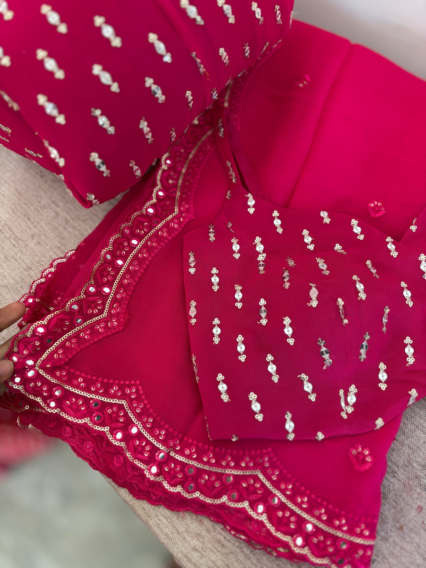 Hot pink sequin work, Lehenga set