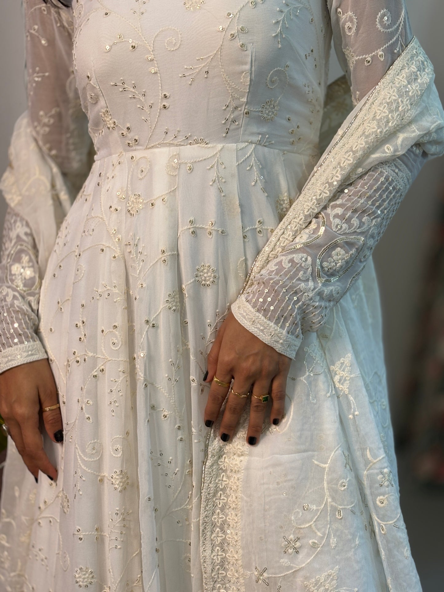 Meera off white Anarkali set