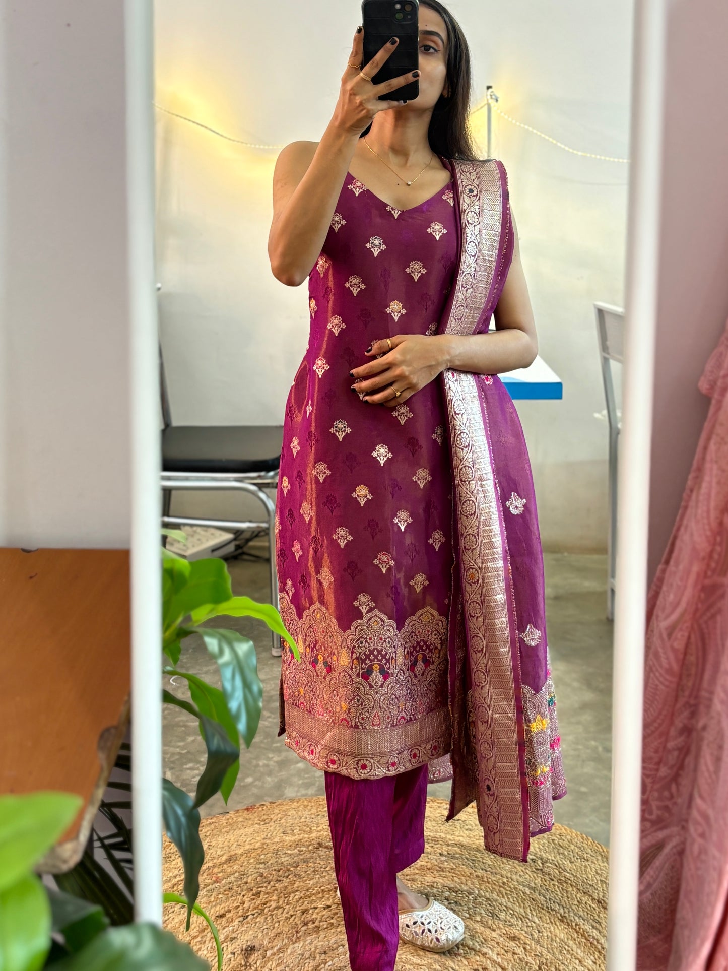 Tissue kurta suit set