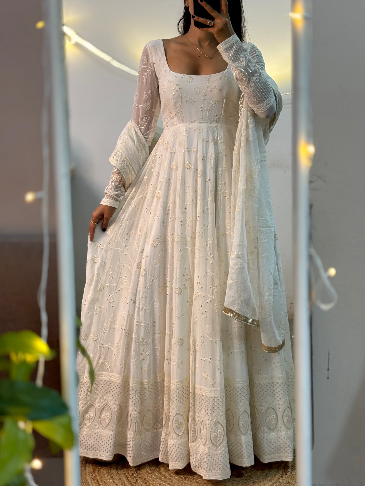 Meera off white Anarkali set