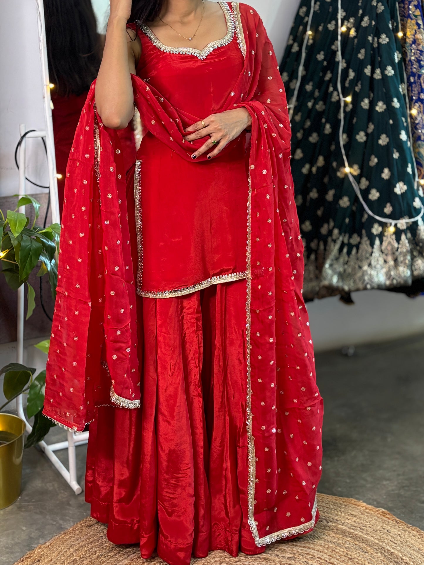 Kyra red suit set