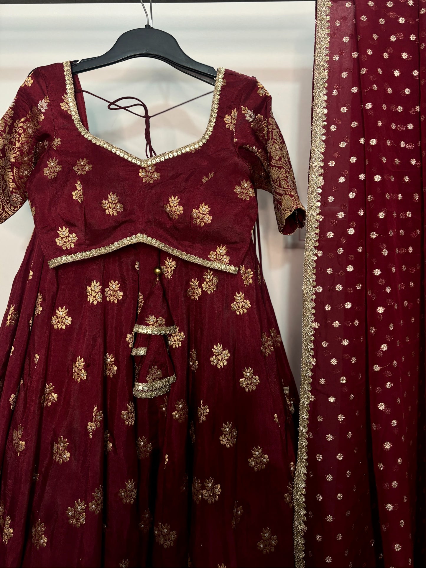 Maroon pure dola silk lehenga set
