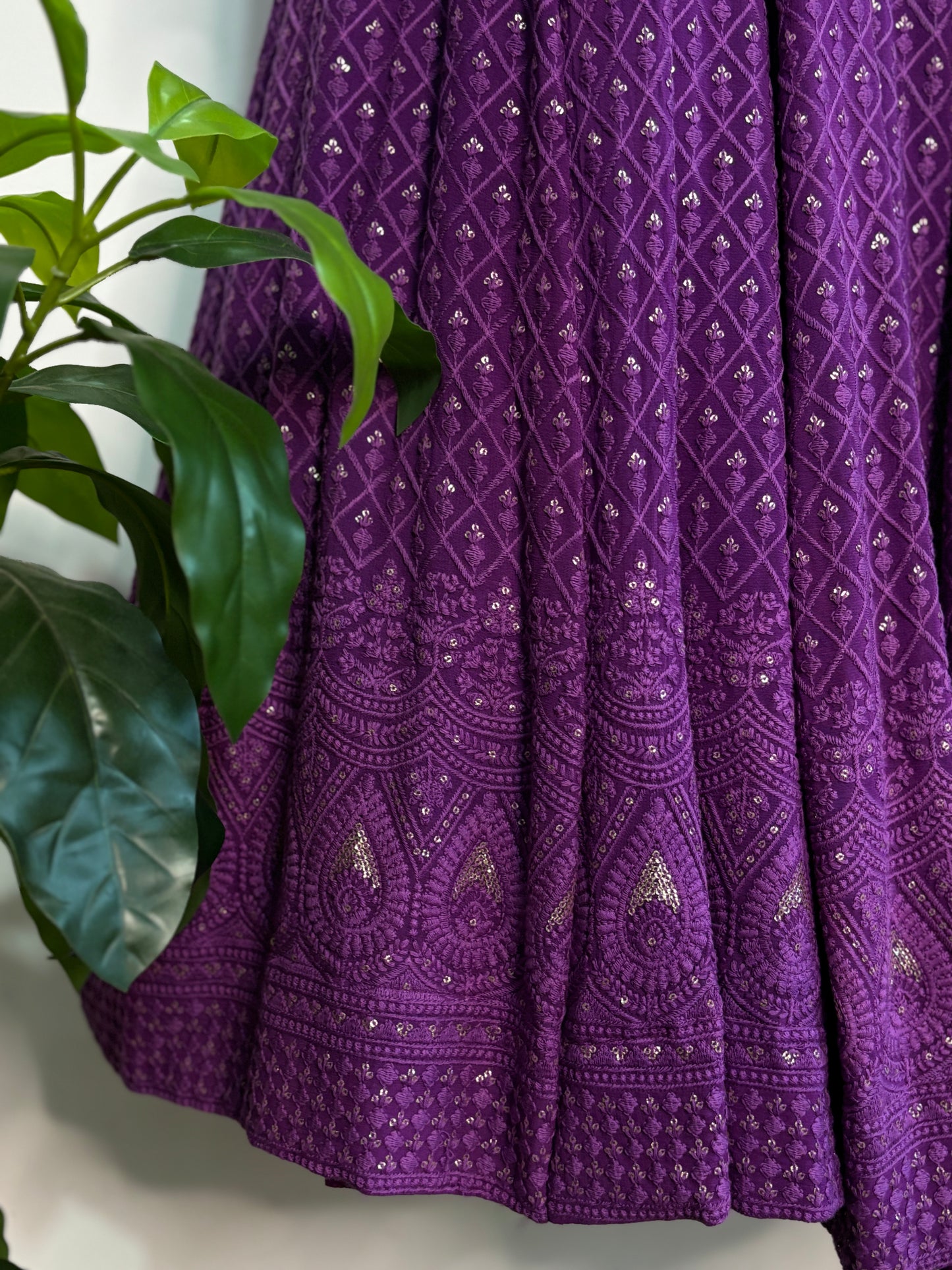 Purple heavy embroidered lehenga set