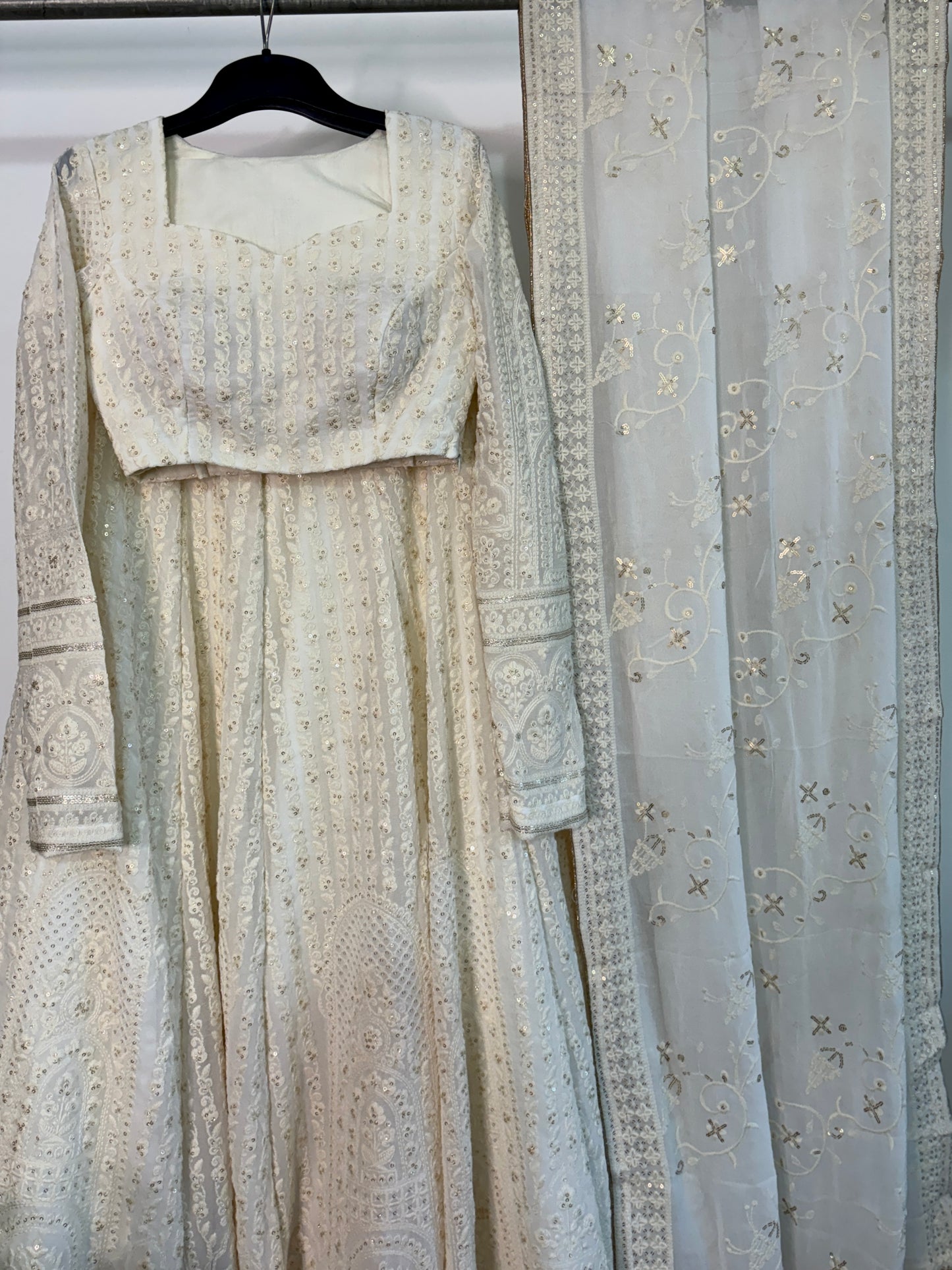 White embroidered lehenga set