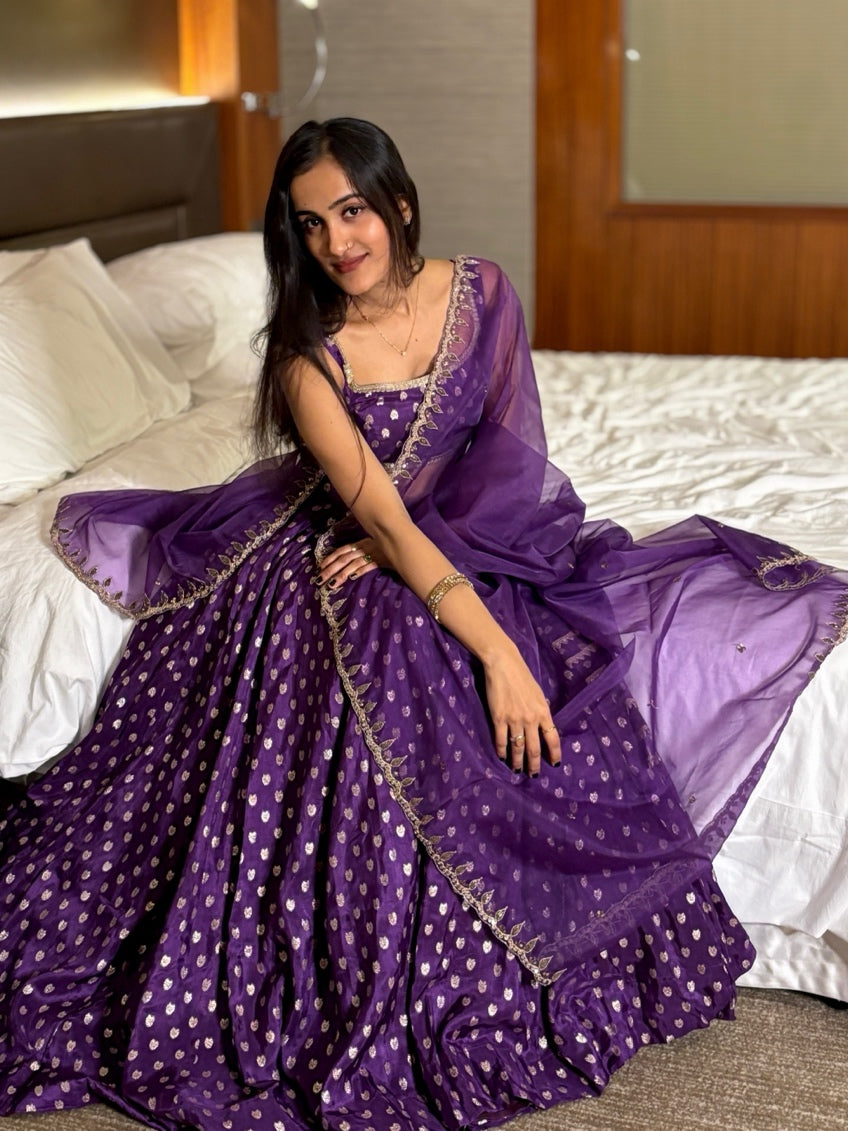 Anvi silk lehenga with hand work dupatta set