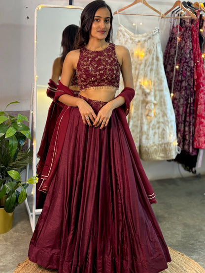 Raina maroon lehenga set