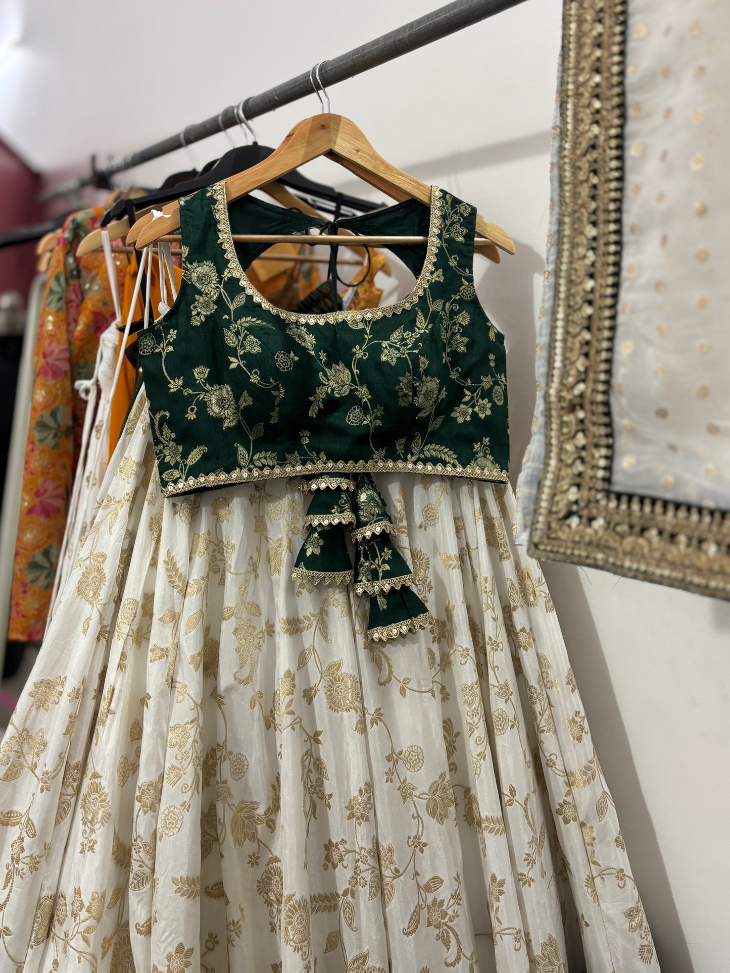 White-green silk lehenga set