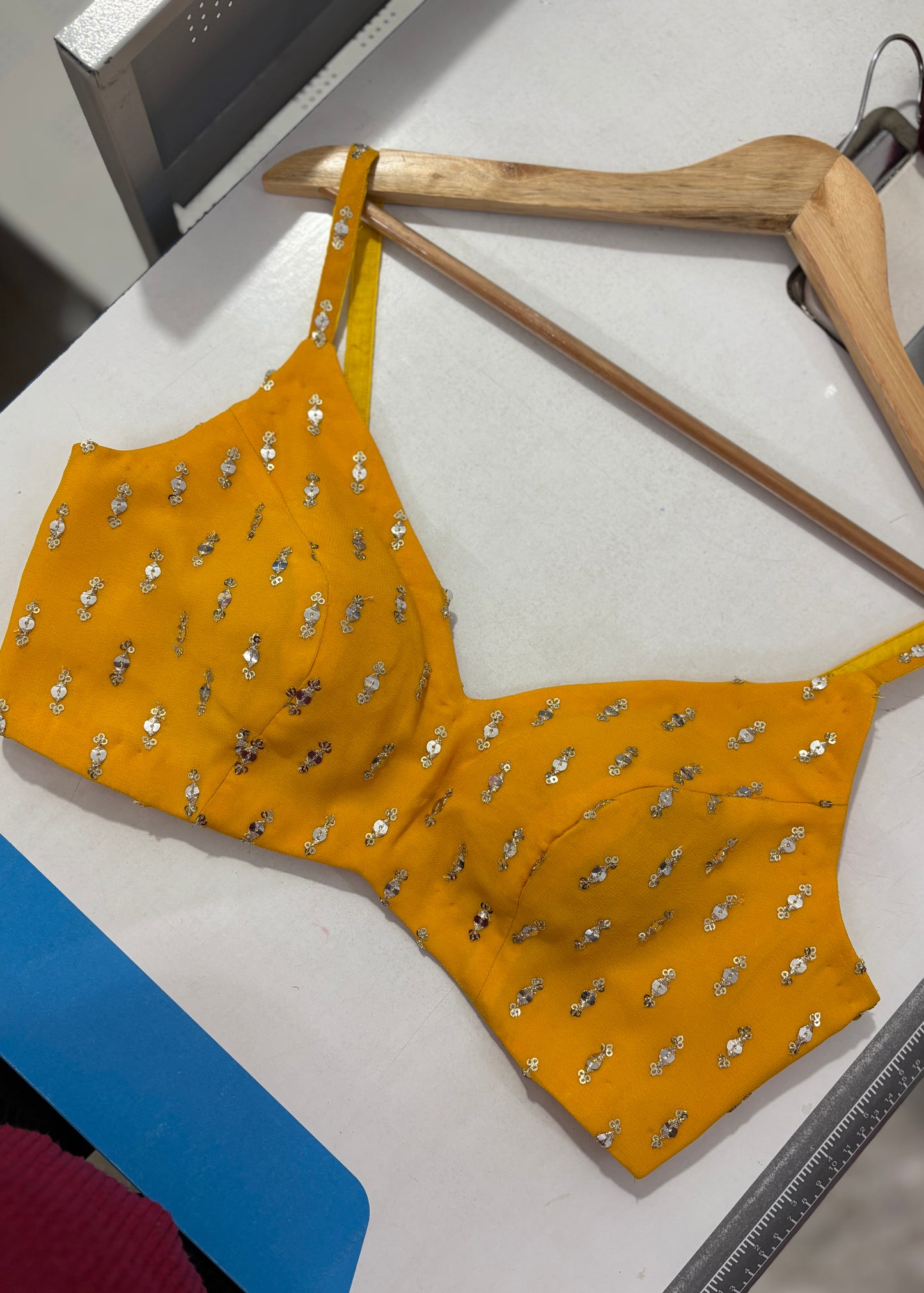 Yellow sequin work lehenga set