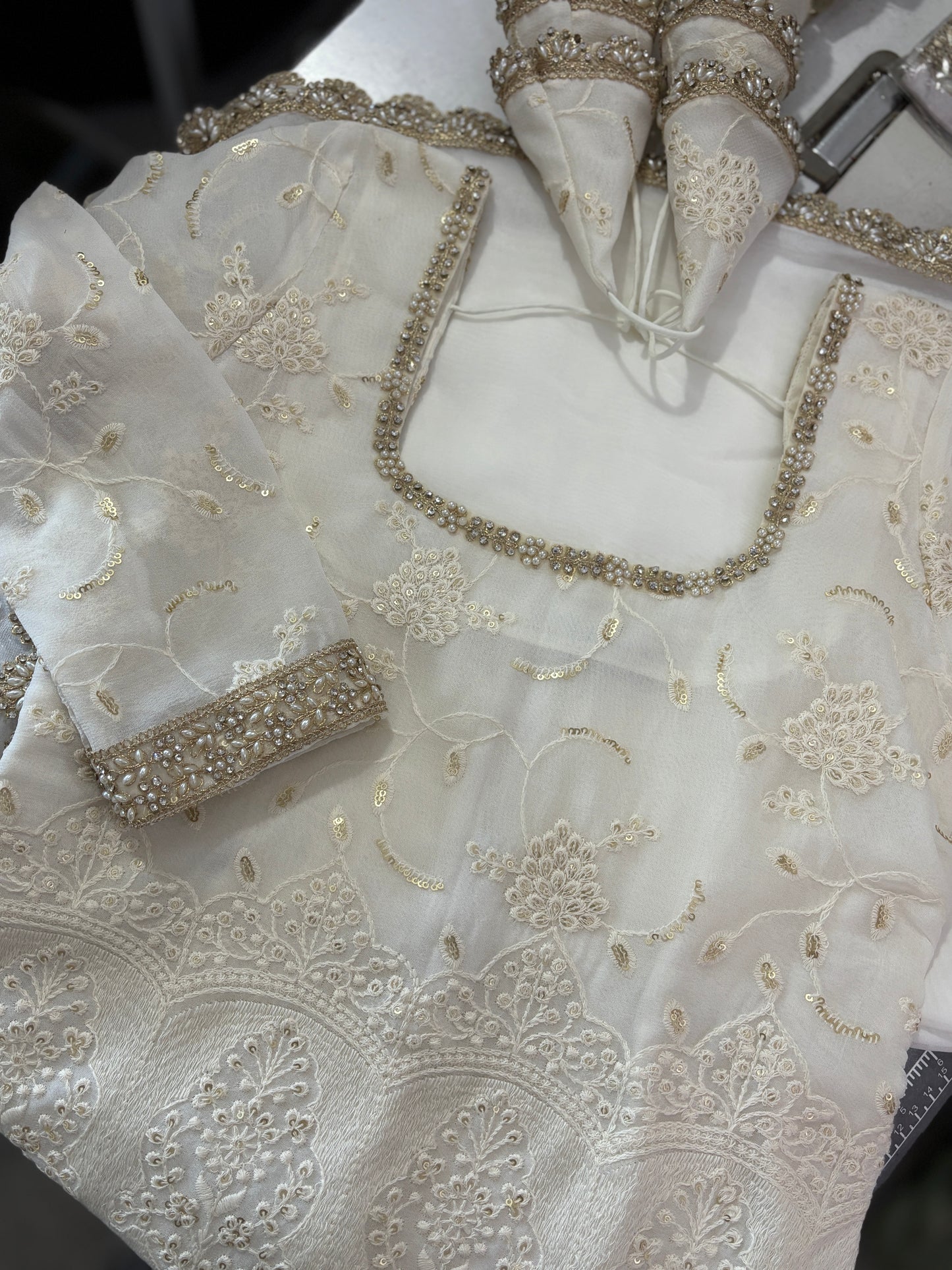 Off white kurta and gharara set