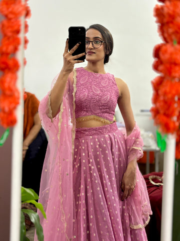 Mauve pink lehenga set