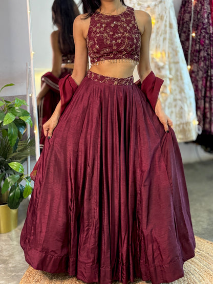 Raina maroon lehenga set