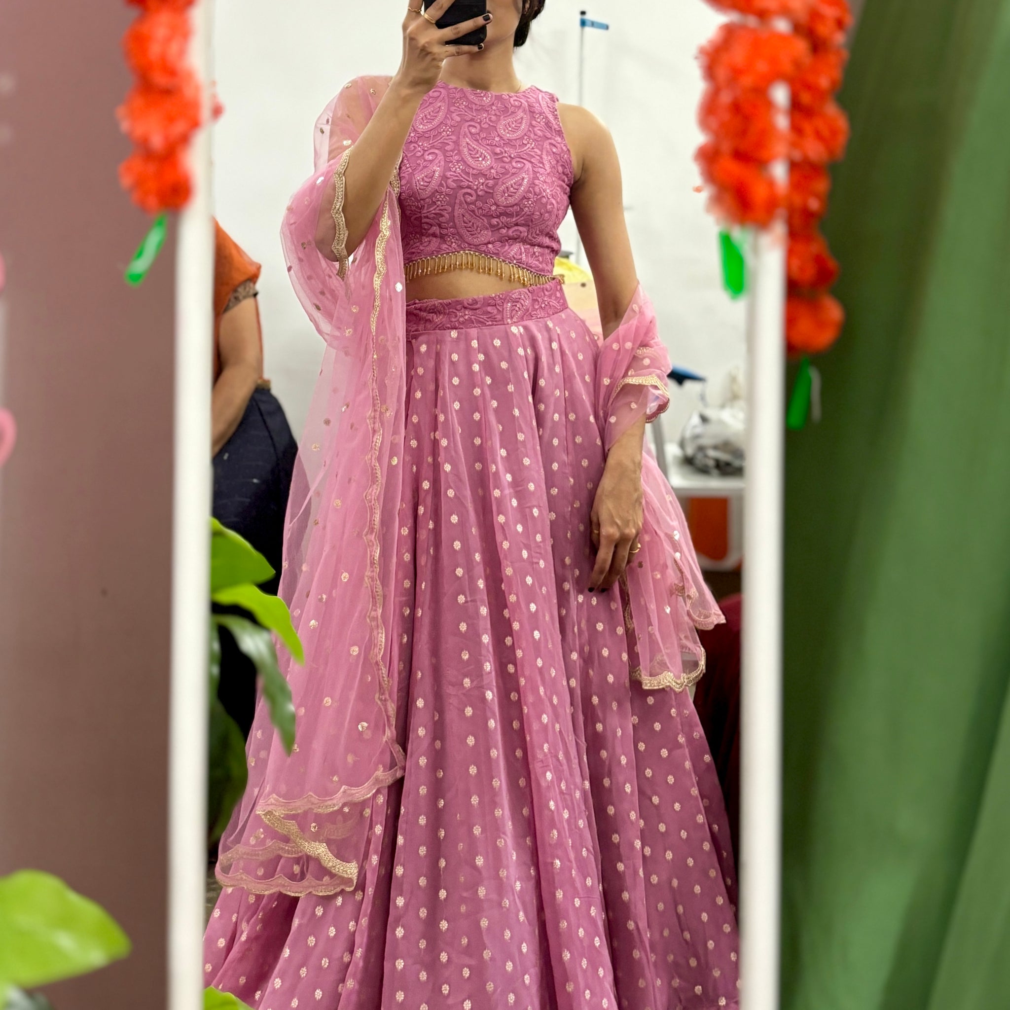 Mauve pink lehenga set