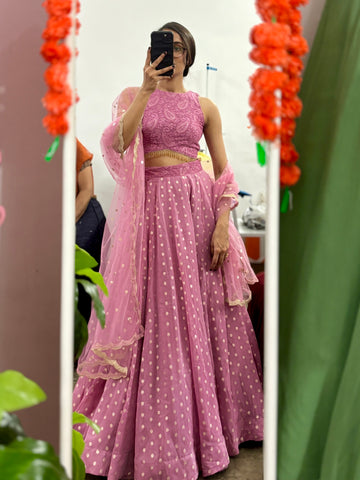 Mauve pink lehenga set