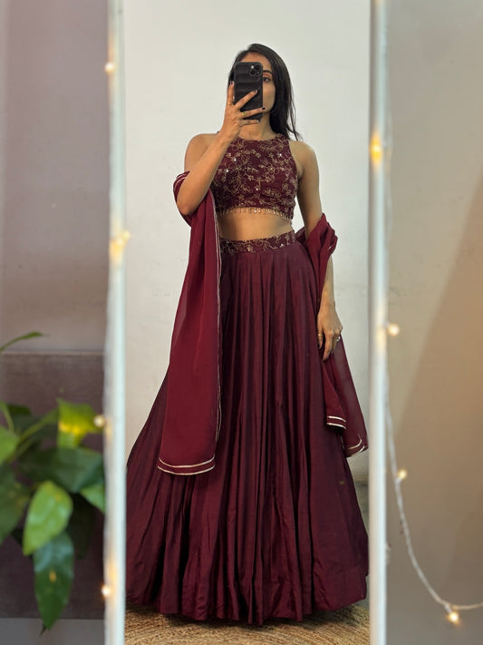Raina maroon lehenga set
