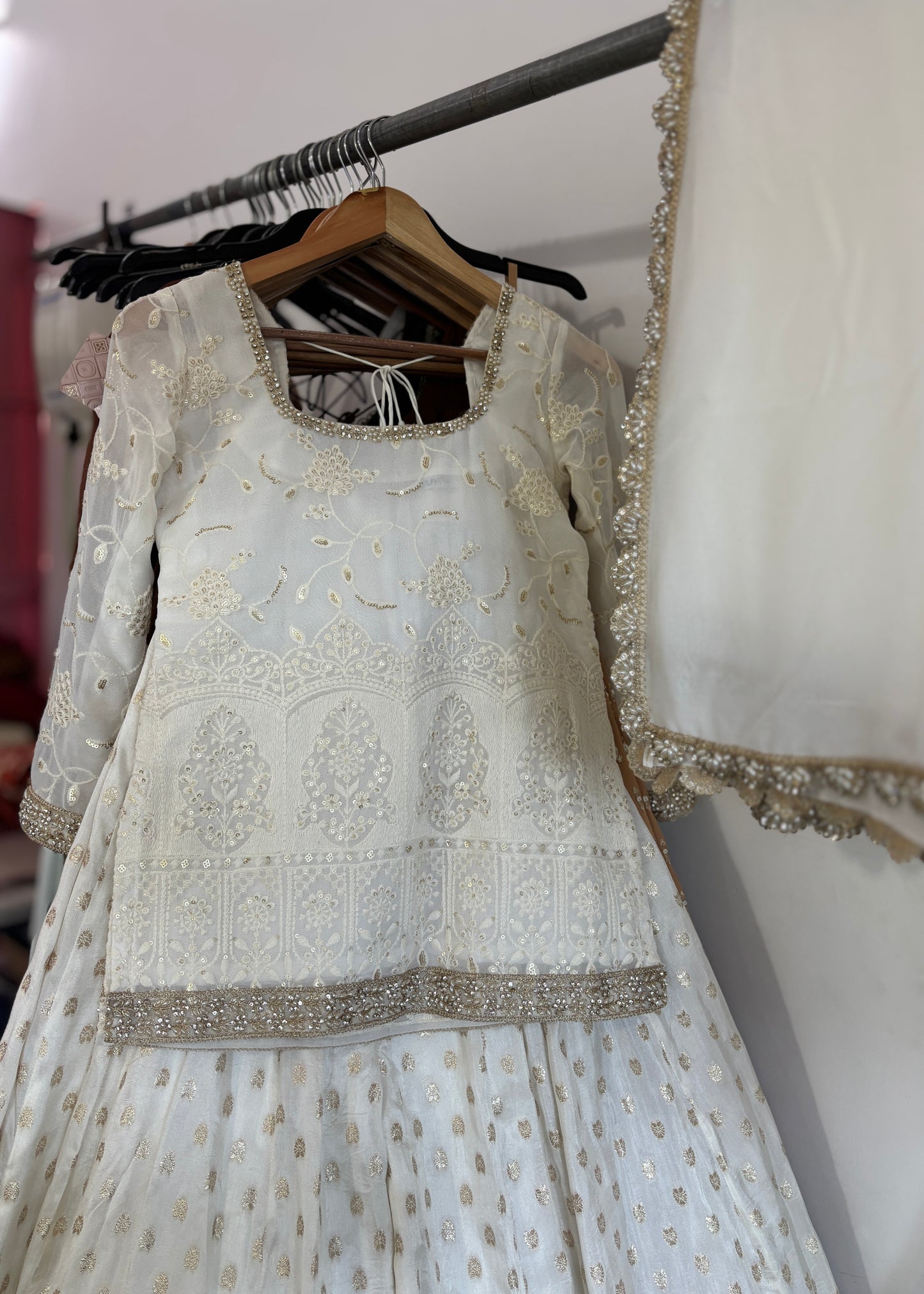 Off white kurta and gharara set