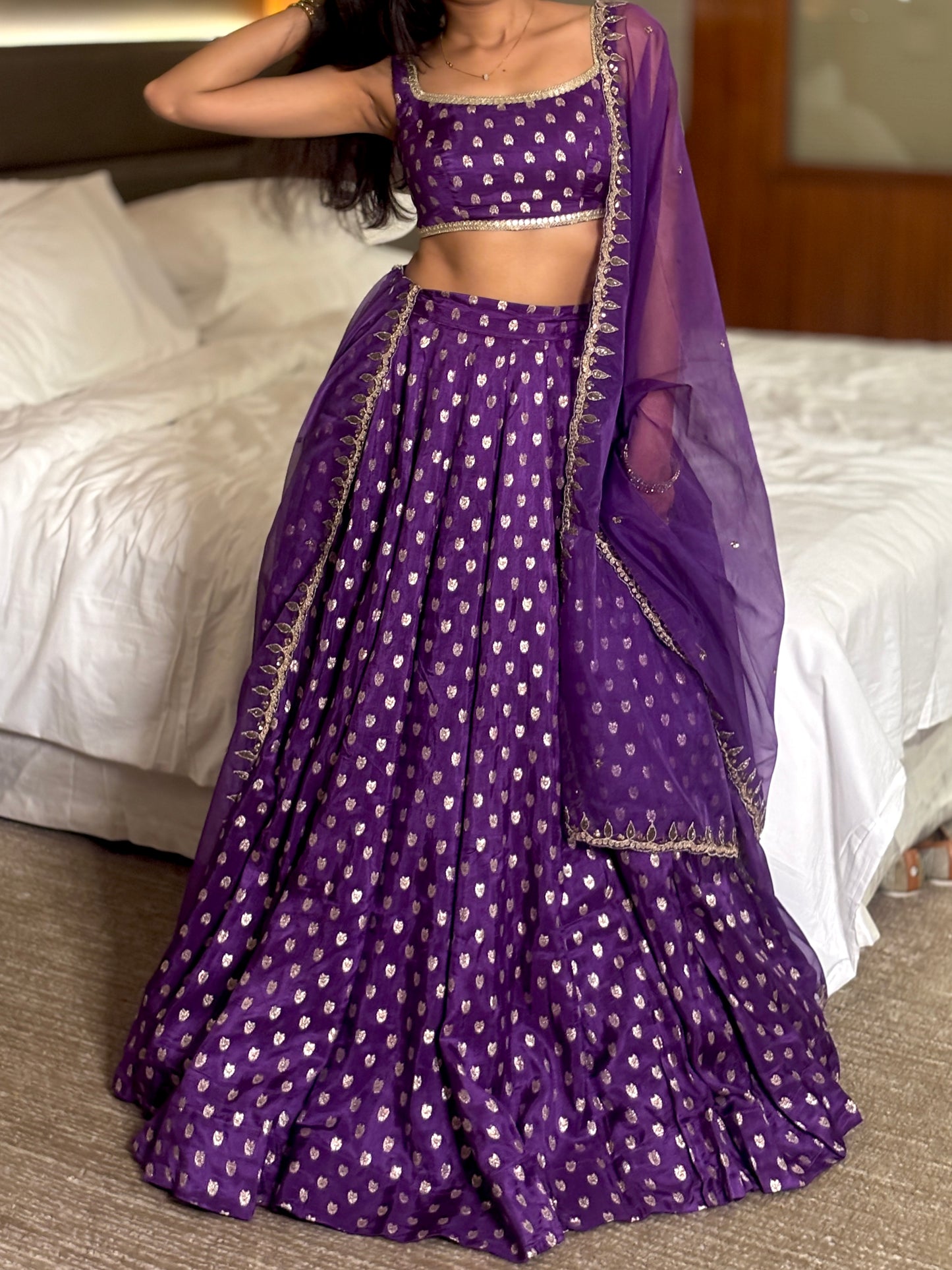 Anvi silk lehenga with hand work dupatta set