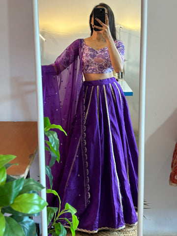 Purple chanderi lehenga set