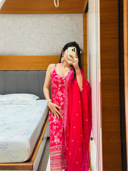 Red Banarasi Suit set