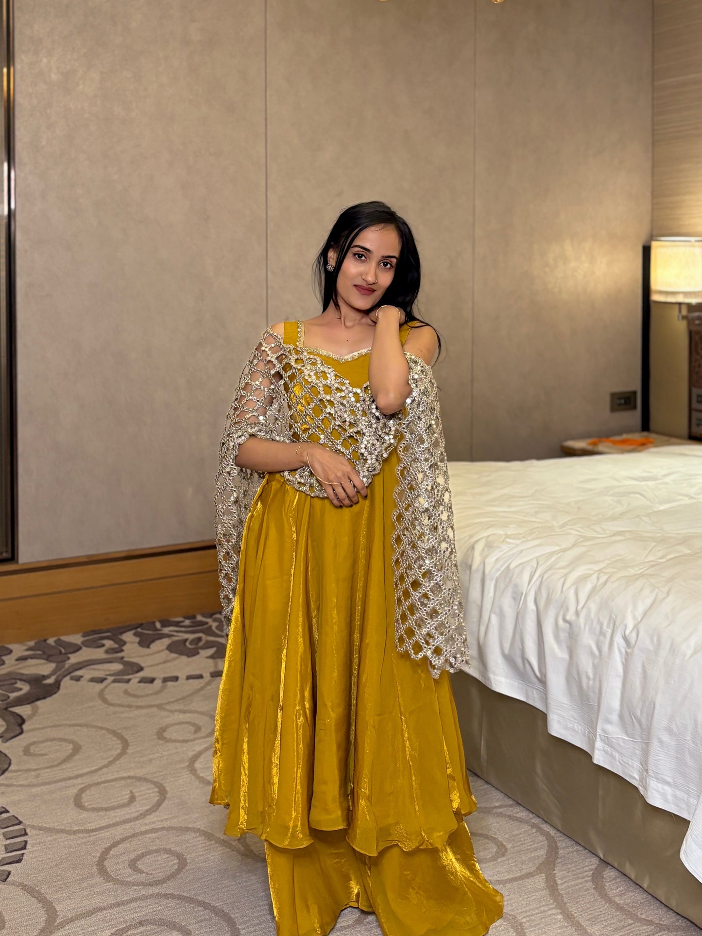 Eshani yellow Anarkali set