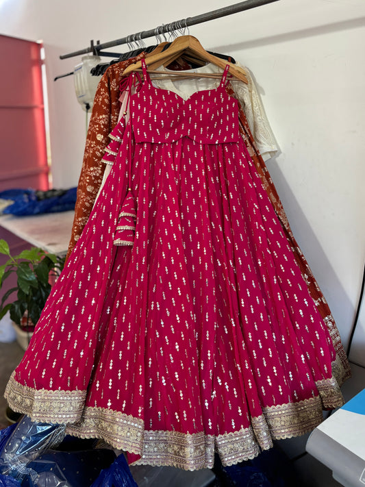Hot pink sequin work, Lehenga set