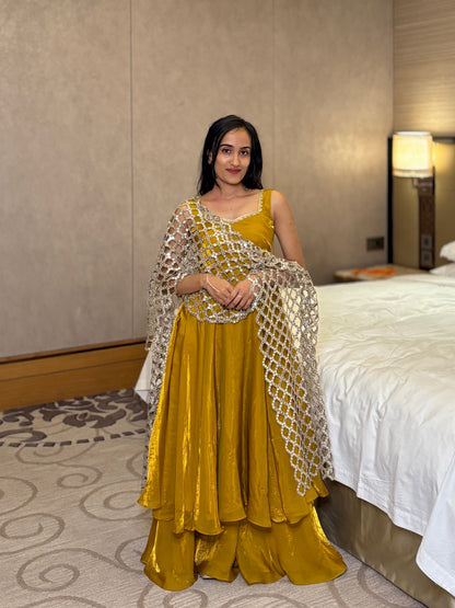 Eshani yellow Anarkali set