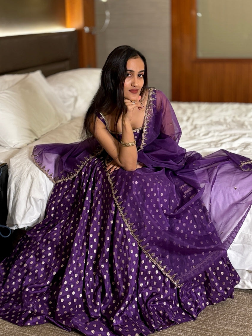 Anvi silk lehenga with hand work dupatta set