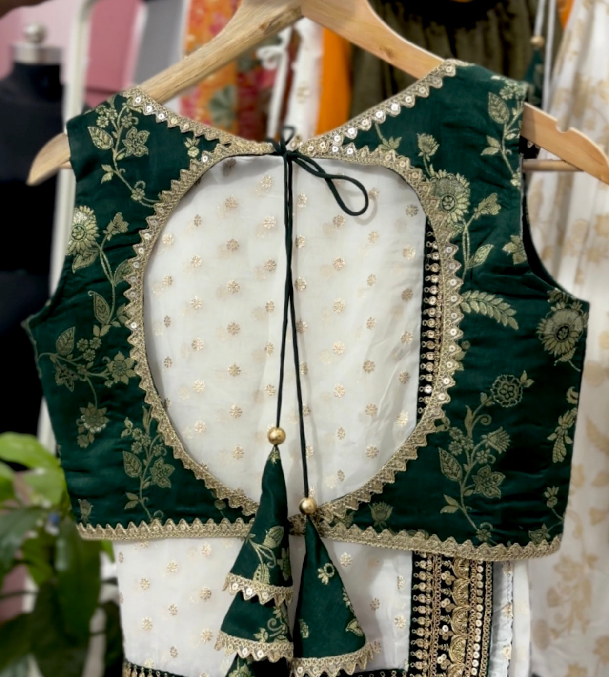 White-green silk lehenga set