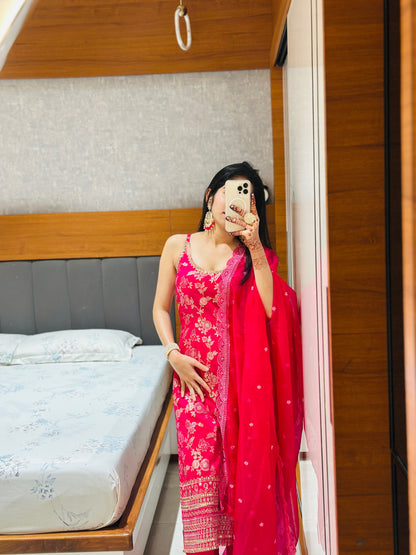 Red Banarasi Suit set