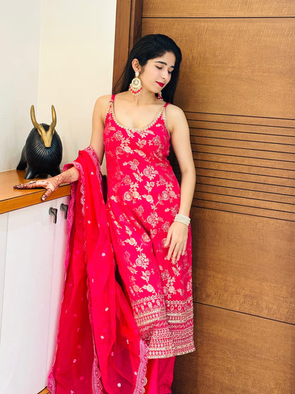 Red Banarasi Suit set