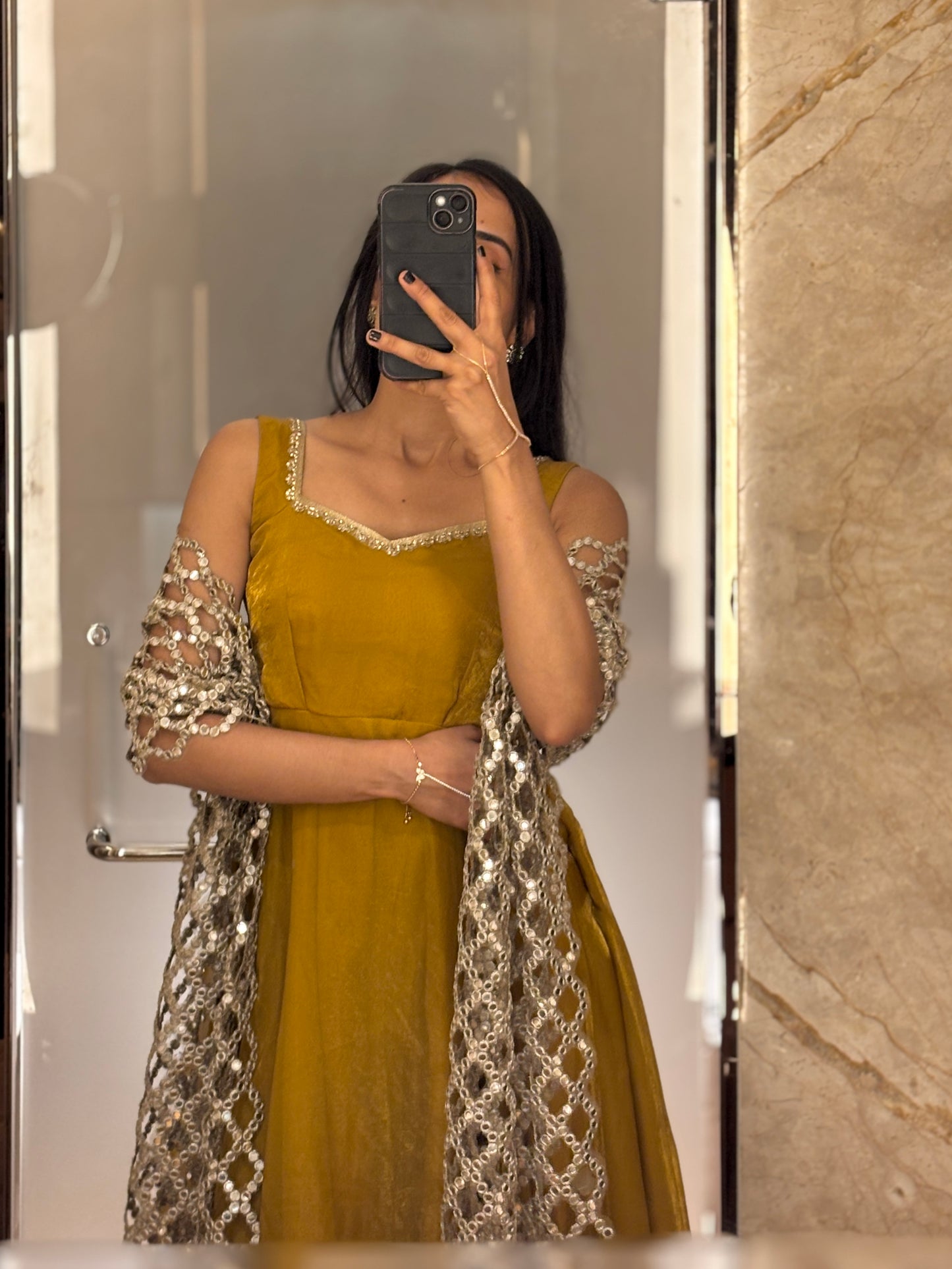 Eshani yellow Anarkali set