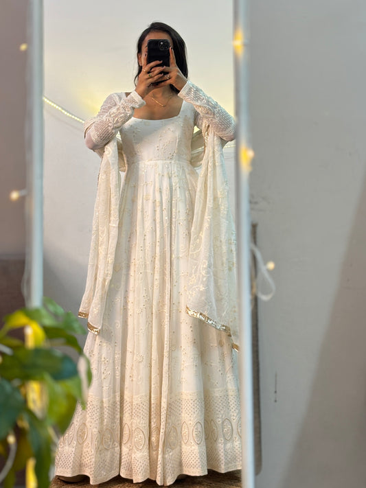 Meera off white Anarkali set