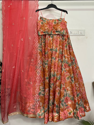 Floral organza lehenga set